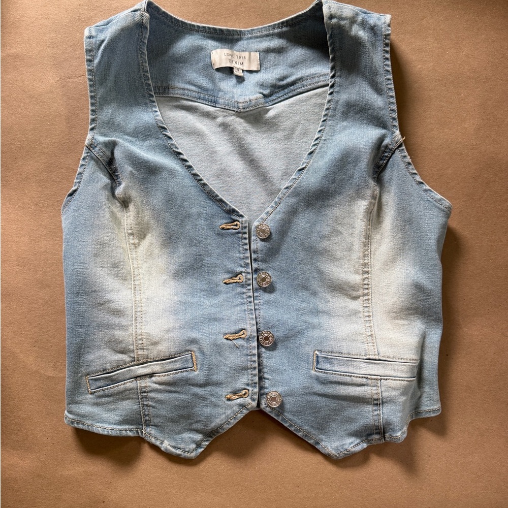 Love Tree Light Blue Denim Vest